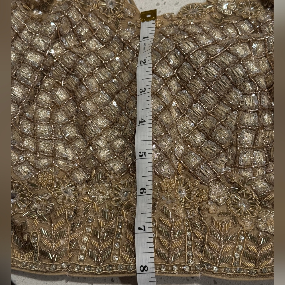 Custom-Made Elegant Cream Lehenga Choli & Jewelry - Picture 9 of 12